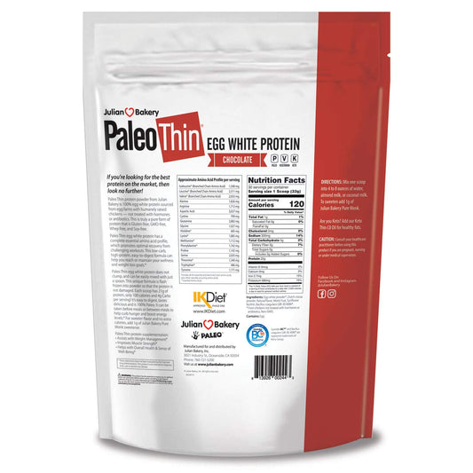 Julian Bakery Paleo Thin Protein Powder | Chocolate | Egg White | Soy 2.1 Pounds