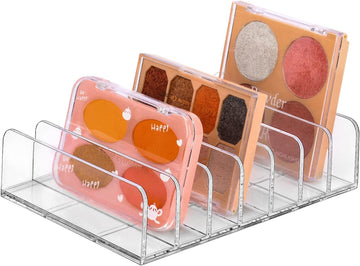 YF Eyeshadow Palette Organizer, Plastic Divided Makeup Palette Cosmetic Organizer Makeup Holder, Cosmetics Storage for Eyeshadow Palettes, Transparent, Large