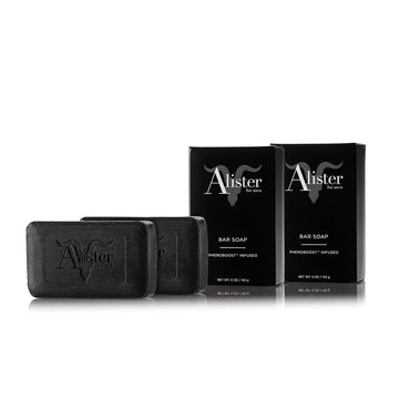 Alister For Men Bar Soap Plant-Based, Energizing Deep-Cleansing For Face + Body - Pheroboost Infused with Organic Lavender, Calendula + Apple - Vegan, Sulfate-Free, Cruelty-Free, Paraben-Free - .5