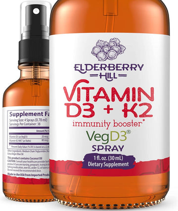 Vegan Vitamin D3 K2 (MK7) Fast Absorption Liquid Spray - Supports Strong Bones and Healthy Heart - Non-GMO Formula for M