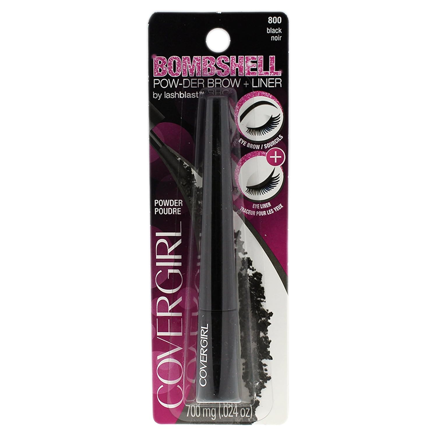 COVERGIRL Bombshell POW-der Brow & Liner Eyebrow Powder Black 800, .24  (packaging may vary)
