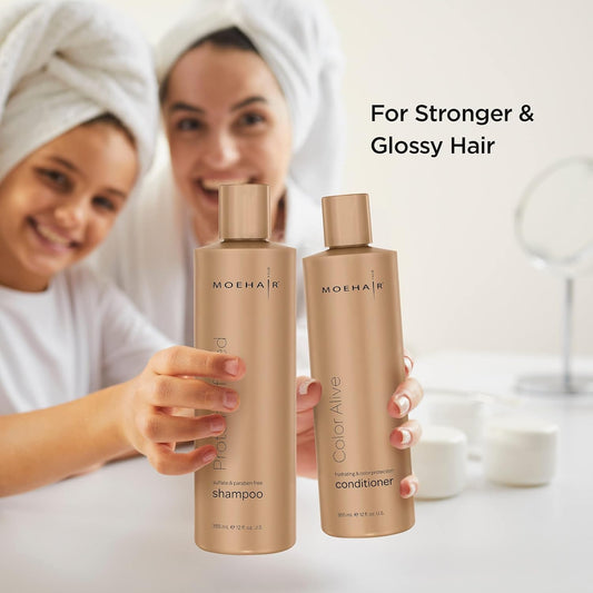 MOEHAIR Trio Pack Of Protein Infused Shampoo (12  ), Color Alive Conditioner (12  ) and Leave-in Conditioner (12  ) For Dry Damaged and Color-treated hair, Hydrating and Nourishing
