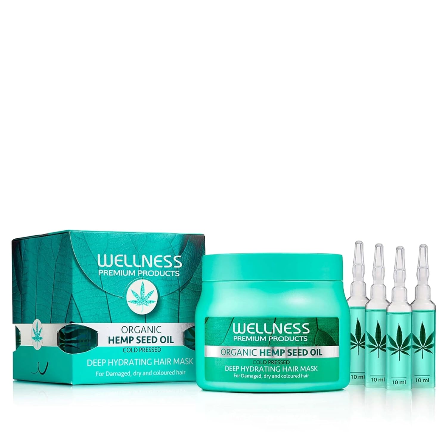 Wellness Premium Products Organic Hemp Seed Oil - Deep Hydrating Mask & Ampoule Treatment (500ml)
