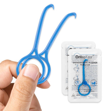 OrthoKey Clear Aligner Removal Tool for Teeth — Invisalign Remover Grabber for Invisible Removable Braces and Retainers — Fits in a Dental Carrying or Aligner Case Cleaner — Small Size, Blue (2-Pack)