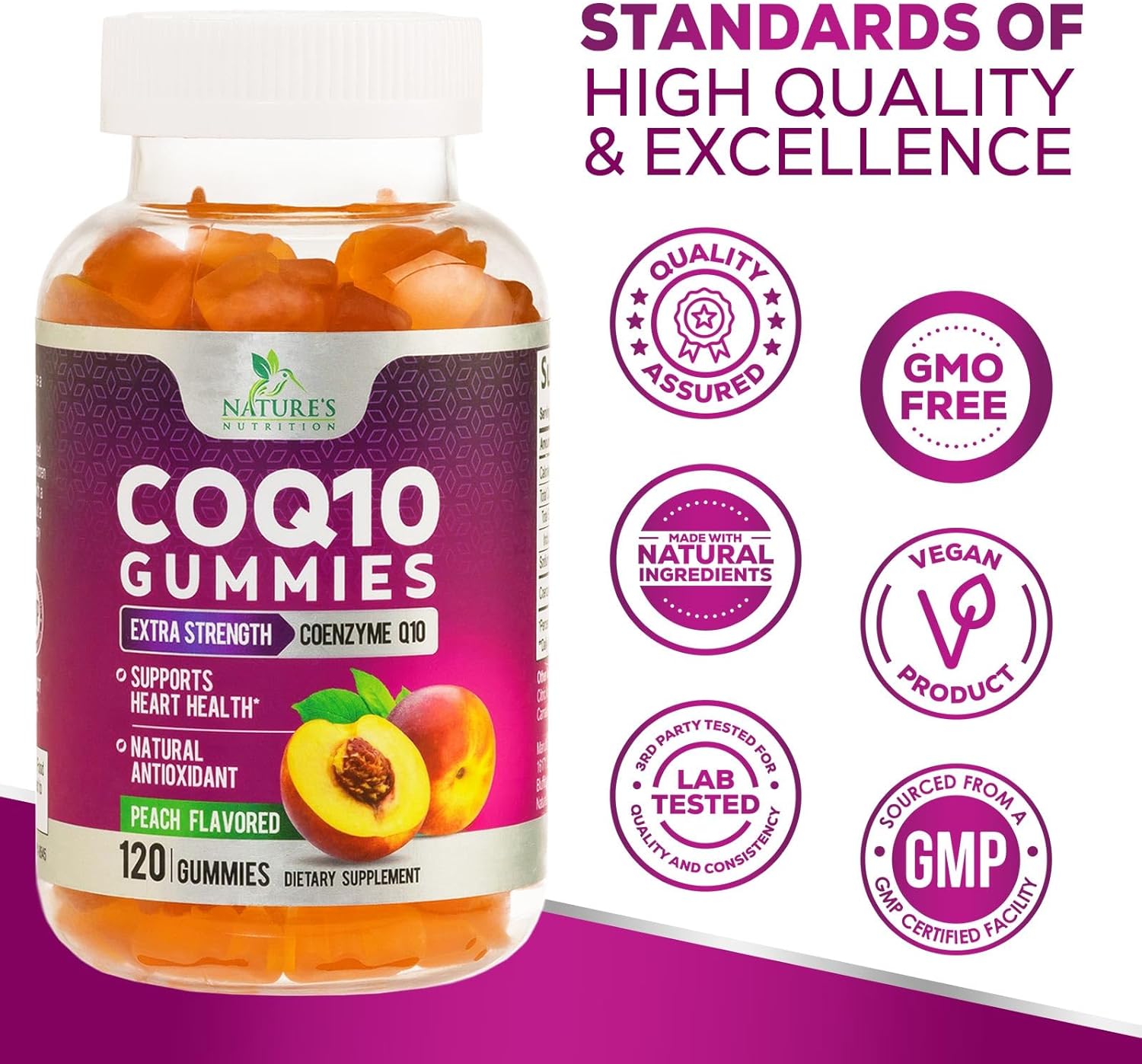  CoQ10 Gummies, CoQ10 100 mg Supplement for Heart Health Sup