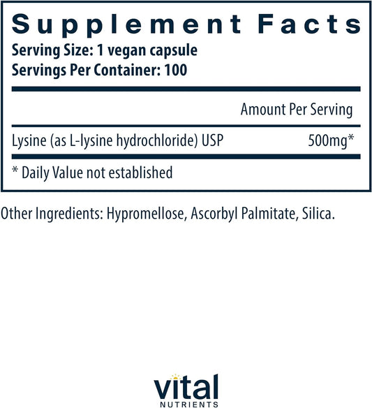 Vital Nutrients - Lysine - Supports Immune Function and Norm