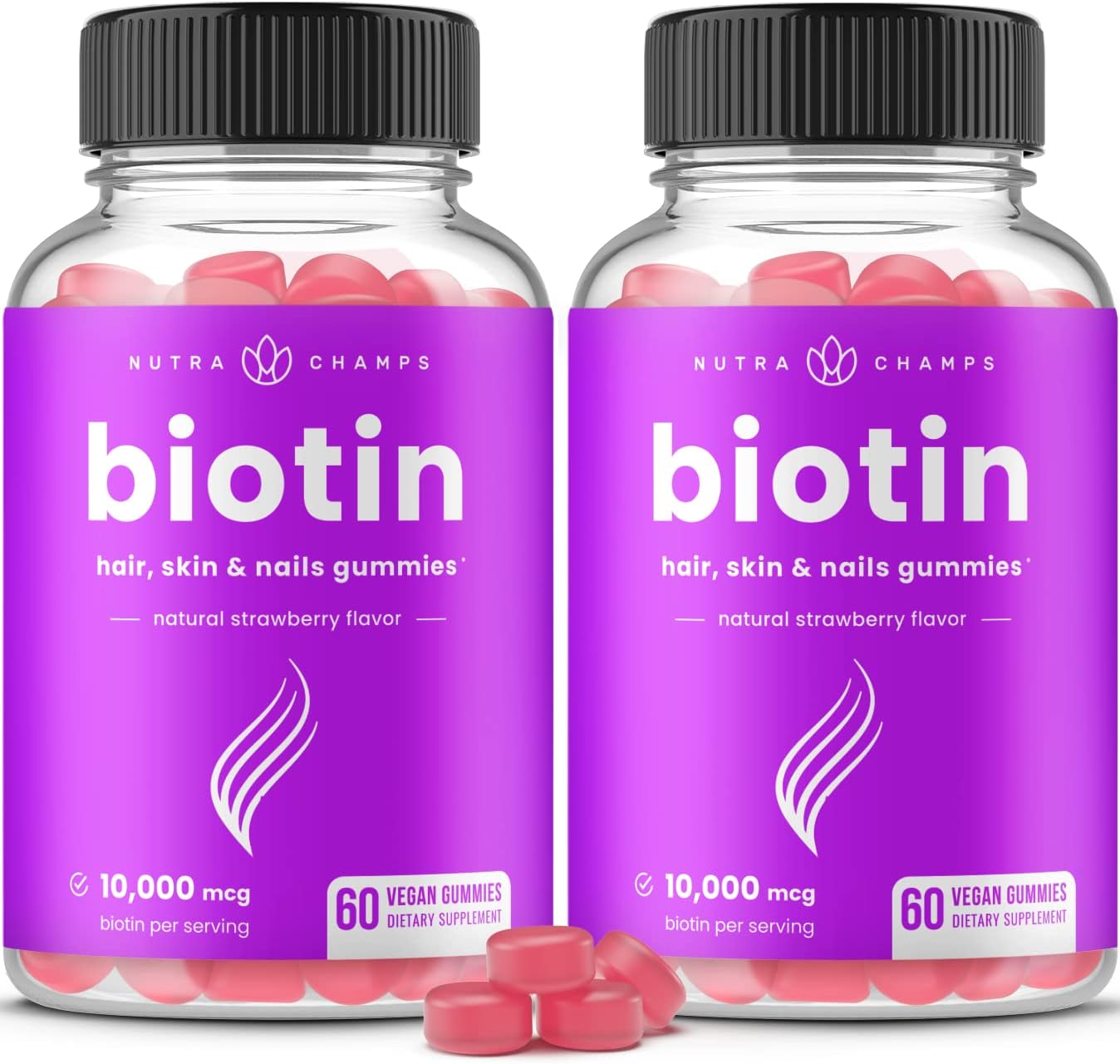 NutraChamps (2 Pack) Biotin Gummies 10,000mcg [High Potency] for Healt