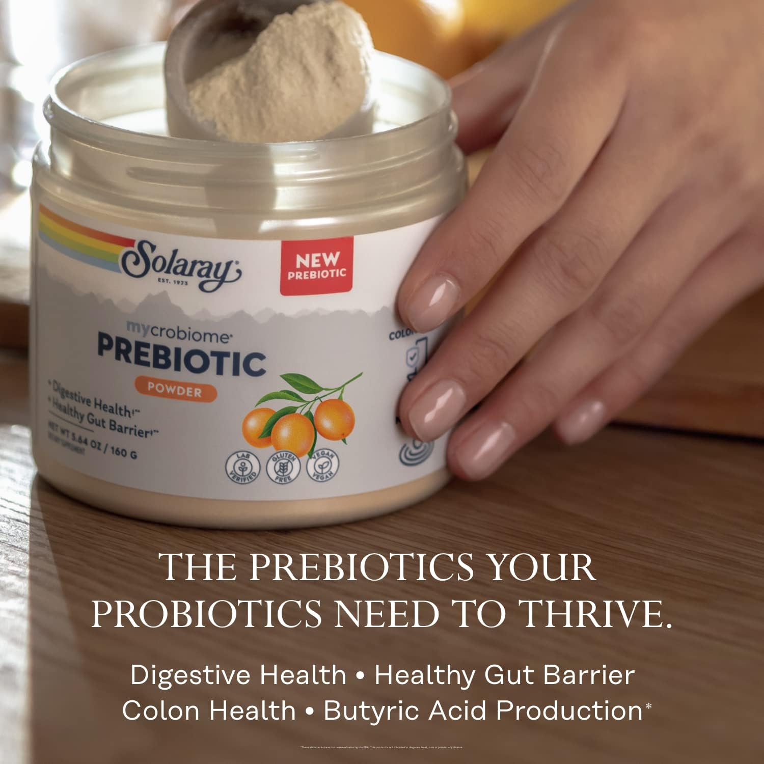 SOLARAY Mycrobiome Prebiotic Powder, Prebiotics for Women and Men, Dig