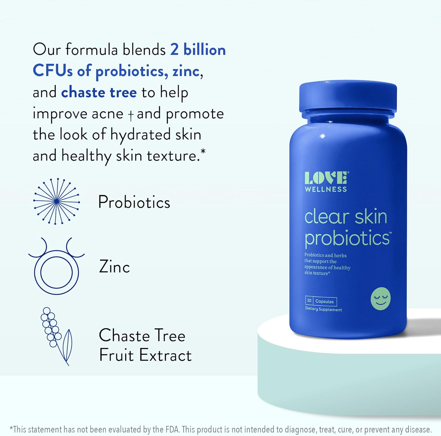 Love Wellness Clear Skin Probiotic | Clear Up Hormonal Acne Pimples, R