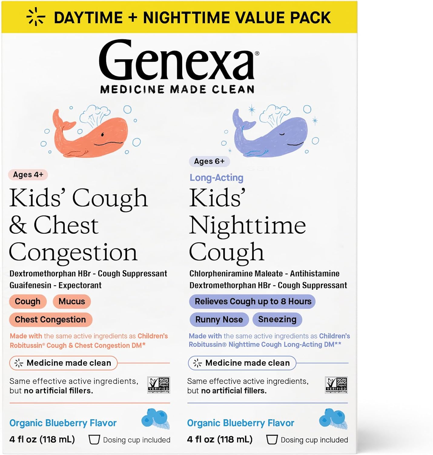 Genexa Kids' Day & Night Cough Combo Pack | Childrens Liquid