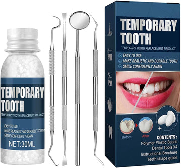 Tooth Repair Granules, Temporary Tooth Repair Kit Moldable Thermal Fitting Beads, Broken Teeth Filling Gaps Repair, Tooth Repair Missing Teeth, Retouching Tooth Hole (Kit)