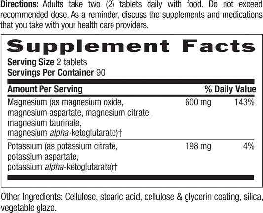 Country Life Target-Mins Magnesium Potassium Aspartate, 600mg/198mg, 1
