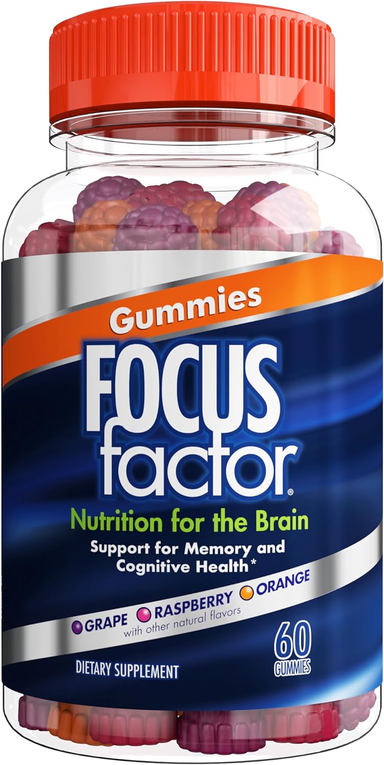 Focus Factor Nootropic Gummies, Memory Supplement for Brain, Phosphati