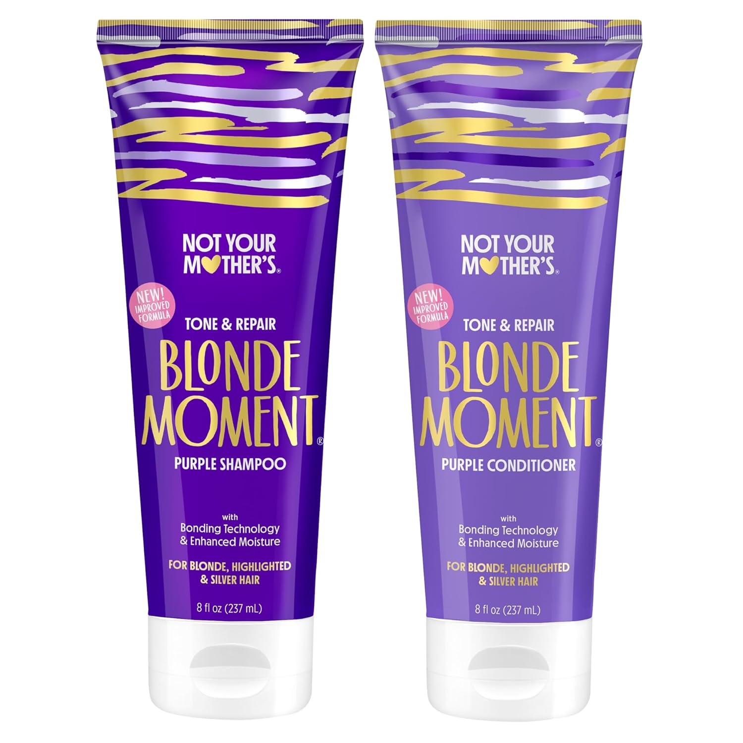 Not Your Mother's Blonde Moment Shampoo and Conditioner (2-Pack) - 8   - Purple Shampoo and Conditioner for Blondes - Reduces Brass, Enhances Hair Shine, Moisturizes Hair