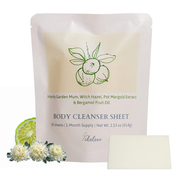 Tidalove Body Wash Sheets 1 Month Refill, Zero Waste, Vegan, Paraben-Free, SLS-Free, Cruelty-Free, Artificial Fragrance-Free in Paper Pack Pre-Portioned 30 Sheets (up to 60 washes)