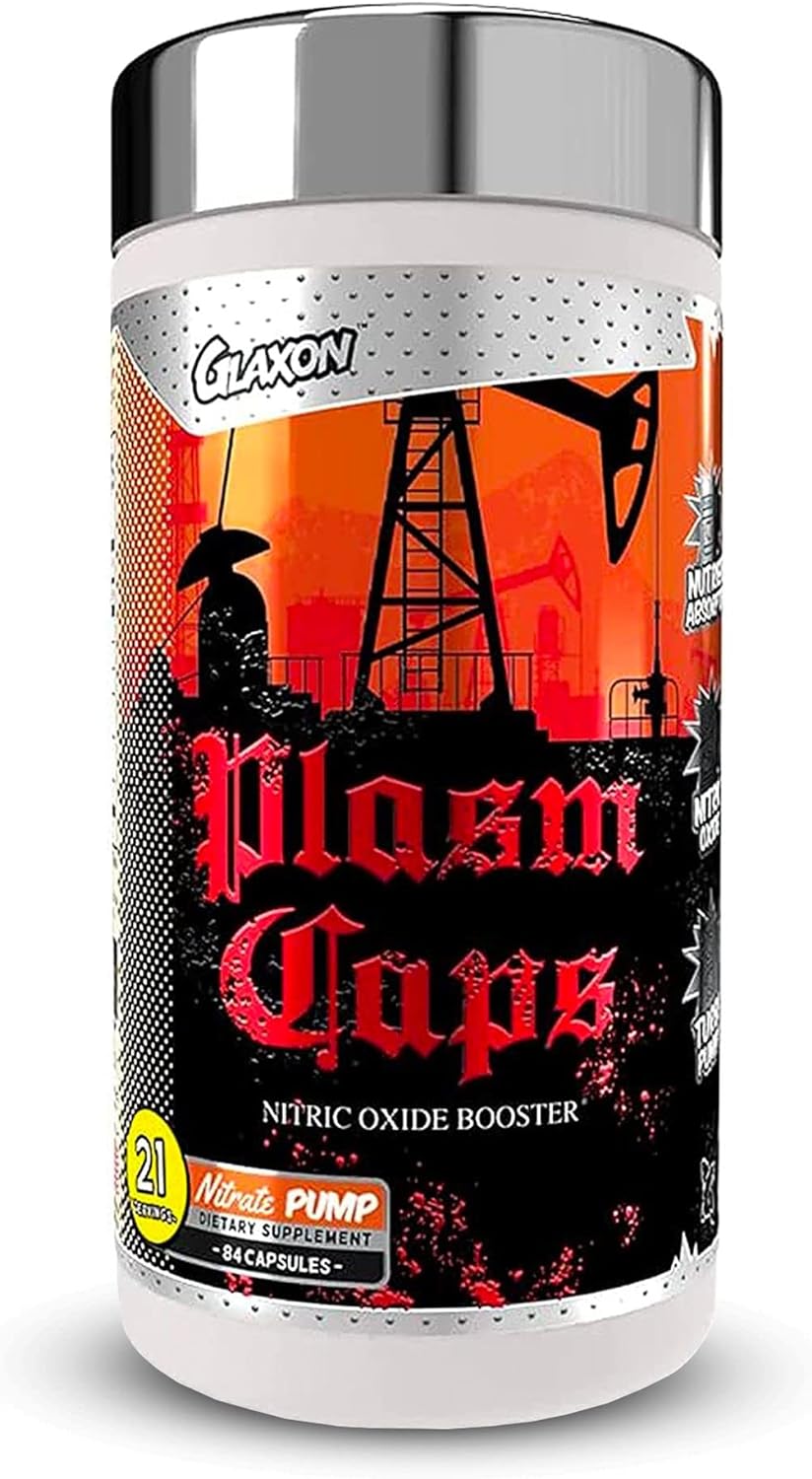 Glaxon Plasm Caps Nitric Oxide Booster, Stimulant-Free Pre Workout For More Intense Pump And Maximized Blood Flow With 1