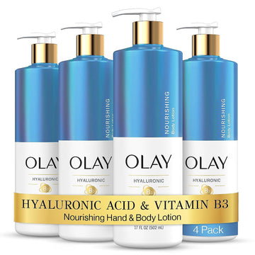 Olay Nourishing & Hydrating Body Lotion for Women with Hyaluronic Acid 17   Pump Pack of 4