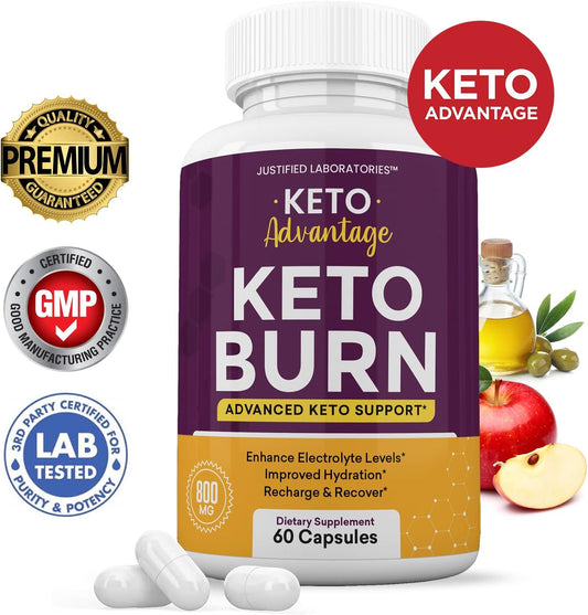 Keto Advantage Keto Burn Pills Includes Apple Cider Vinegar goBHB Exogenous Ketones Advanced Ketogenic Supplement Ketosi