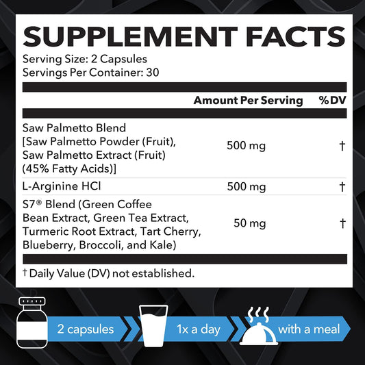 Saw Palmetto for Men with L Arginine Supplement | Potent Hair Health a