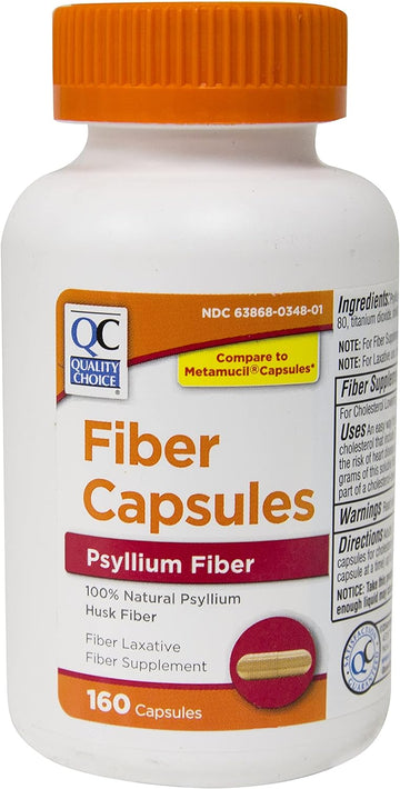 Quality Choice Daily Fiber Capsules for Regularity, 160 Count