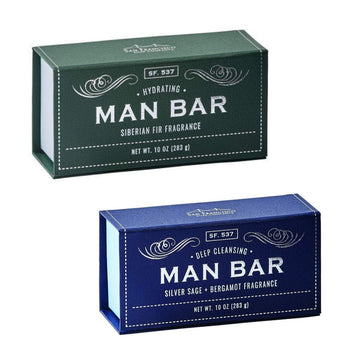 San Francisco Soap Company Man Bar 10  Bar Soap Bundle - One Each Siberian Fir and Silver Sage (SFS-SFB7321-SSB7723)
