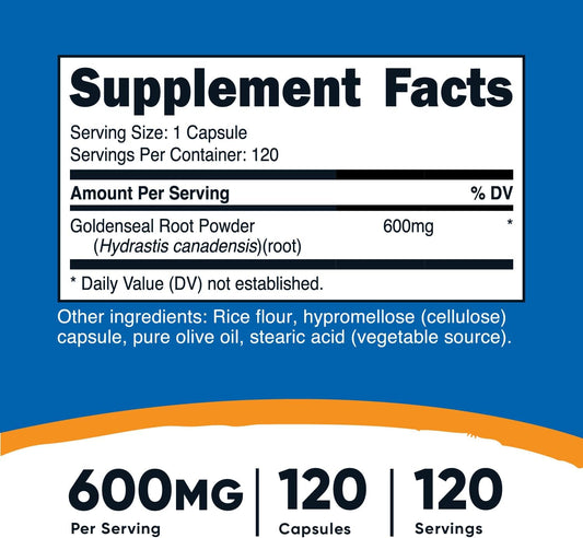 Nutricost Goldenseal Root 600mg, 120 Capsules - Non-GMO, Gluten Free,
