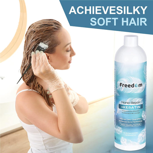 Freedom Straightening Keratin Hair Treatment - Intense Care Formula with Enhanced Bond Repair Technology - Prevent Breakage, Split-Ends, Damage - With Aloe Vera, Cocoa Seed Butter, Coconut Oil by PRANA USA - 16 .