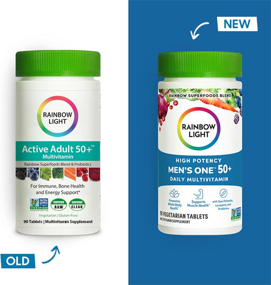 Rainbow Light Multivitamin For Men 50+, Vitamin C, D & Zinc, Probiotic
