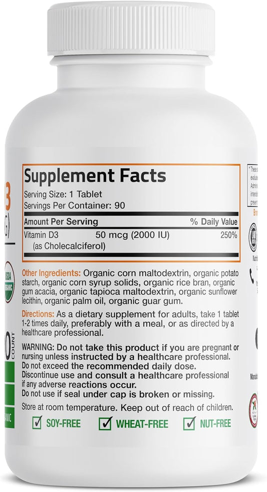 Bronson Vitamin D3 2,000 IU for Immune Support, Healthy Muscle Functio