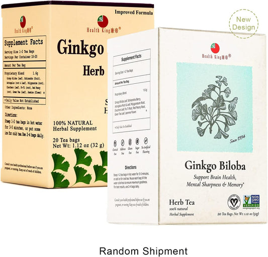 Health King Ginkgo Biloba Herb Tea, Teabags, 20 Count Box