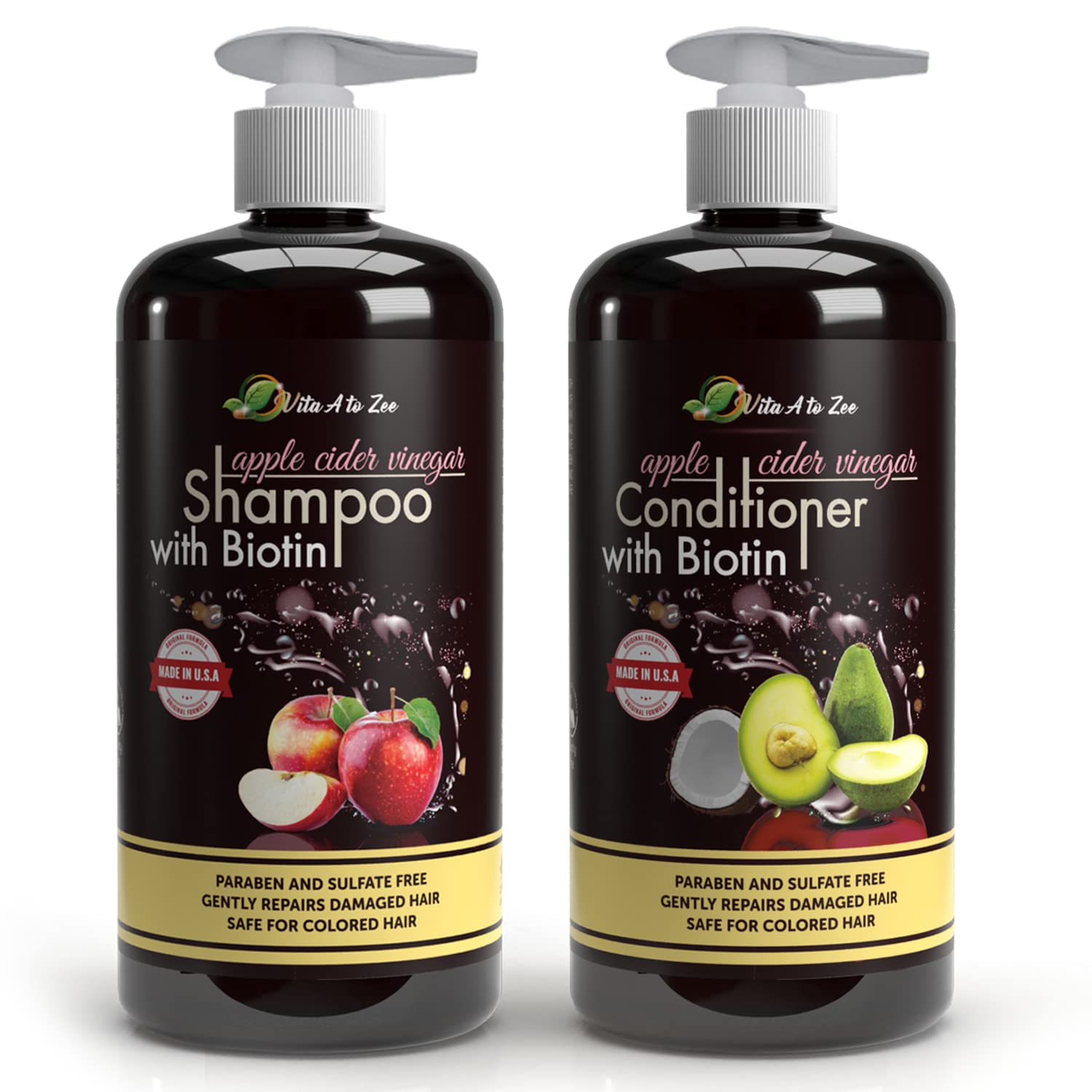Vita A to Zee Apple Cider Vinegar Shampoo & Avocado Coconut Conditioner (2 x 16.9  )
