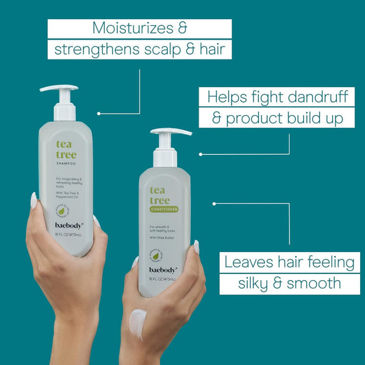 Baebody Tea Tree Shampoo And Conditioner Set - Nourishing Dry Scalp Shampoo & Conditioner - Tea Tree Oil Anti-Dandruff Hair Care Set For Men/Women
