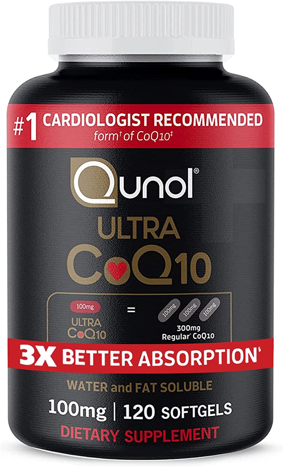 CoQ10 100mg Softgels - Qunol Ultra 3x Better Absorption Coenzyme Q10 Supplements - Antioxidant Supplement For Vascular And Heart Health & Energy Production - 4 Month Supply - (Pack of 24, 2880 Count)