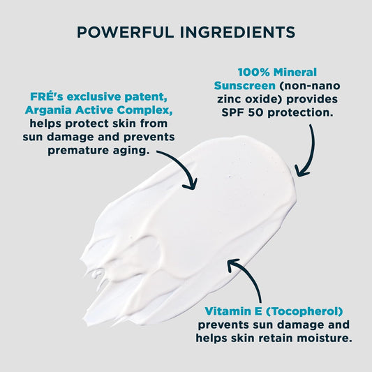 Mineral Face Sunscreen with Non-Nano Zinc Oxide SPF 50, PROTECT ME 50 by FRE Skincare - Reef Safe, Water-Resistant, No White Cast, Facial Moisturizing Cream - Non-Comedogenic & Ophthalmologist Tested