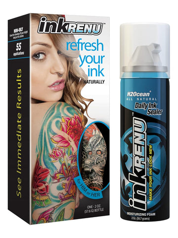 H2Ocean InkRenu Tattoo Brightener, Tattoo Aftercare Lotion for Color Enhancement & Healing, Foam Moisturizer Old Tattoos Revive, Renewal & Repair Cream 2