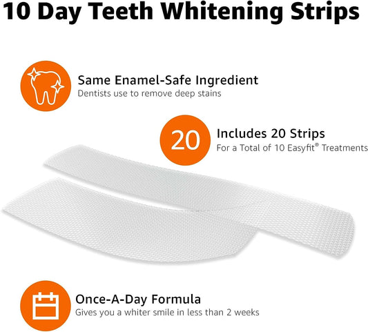 Amazon Basics 10 Day Teeth Whitening Strips Kit, 20 Count (Previously Solimo)
