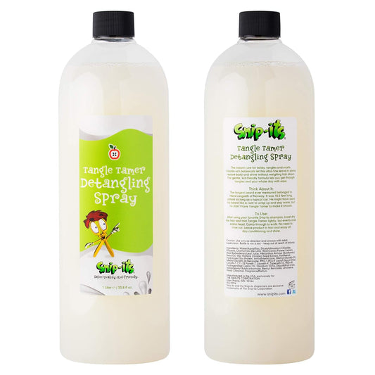 Snip-its Tangle Tamer Detangling Spray 1 Liter Refill | Loosens Knots and Eases Brushing - Gentle Vitamin Rich Kid Friendly Formula Made in the USA | Salon Quality Kid Friendly