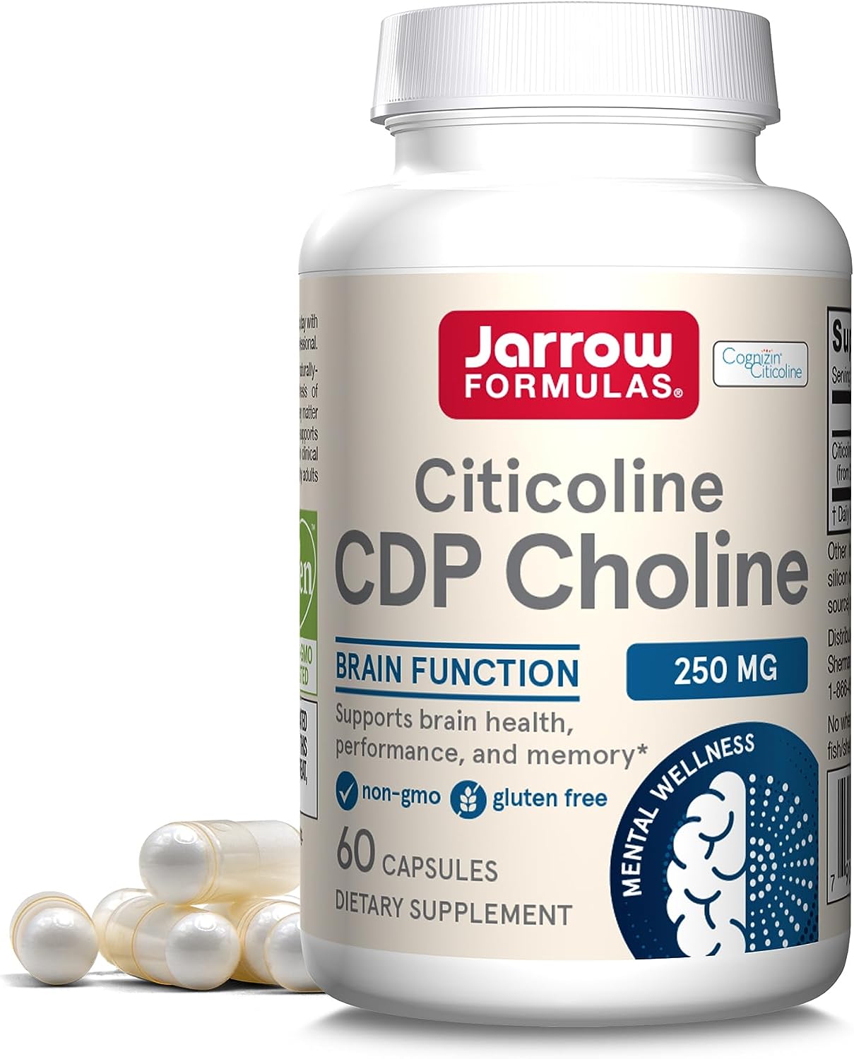 Jarrow Formulas Citicoline (CDP Choline) 250 mg - 60 Capsules - Suppor0.01 Ounces