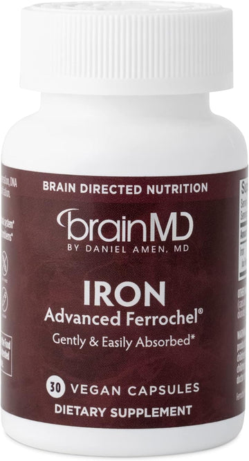 Dr Amen BrainMD Iron - 30 Capsules - Supports Energy Production, Cogni