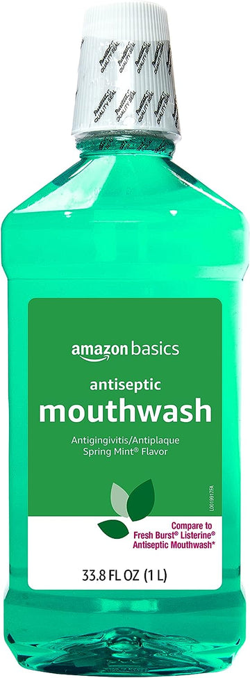 Amazon Basics Antiseptic Mouthwash, Mint, 1 Liter, 33.8 uid , 1-Pack (Previously Solimo)