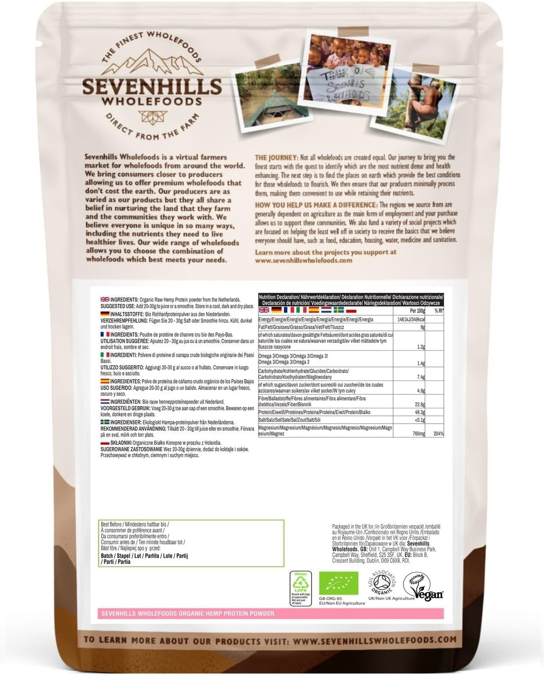 Sevenhills Wholefoods Organic Raw Hemp Protein Powder 1kg

