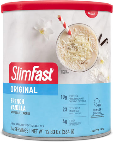 SlimFast Meal Replacement Powder, Original French Vanilla, Weight Loss Shake Mix, 10g of Protein, 14 Servings (Packaging