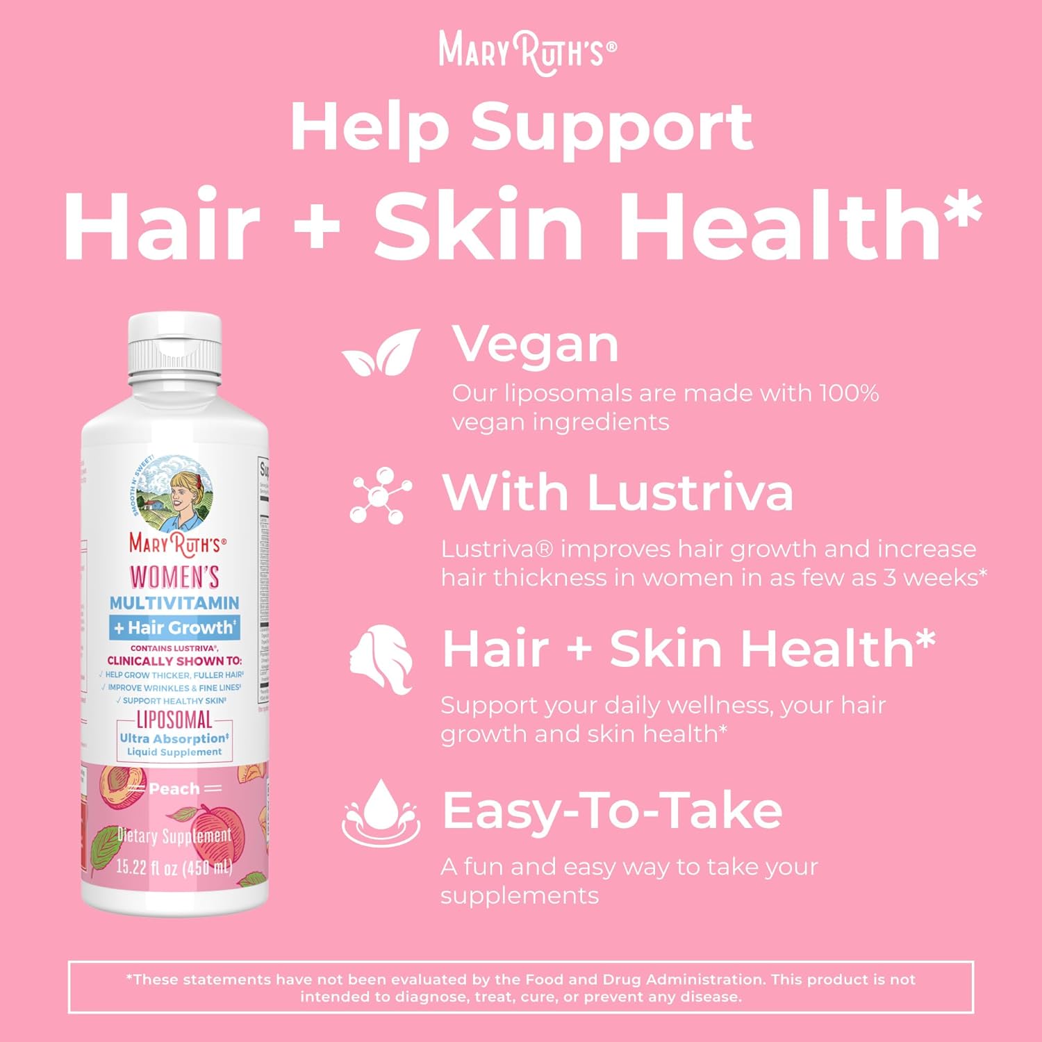 MaryRuth's Liquid Multivitamin For Women + Lustriva® Hair Growth Lipos