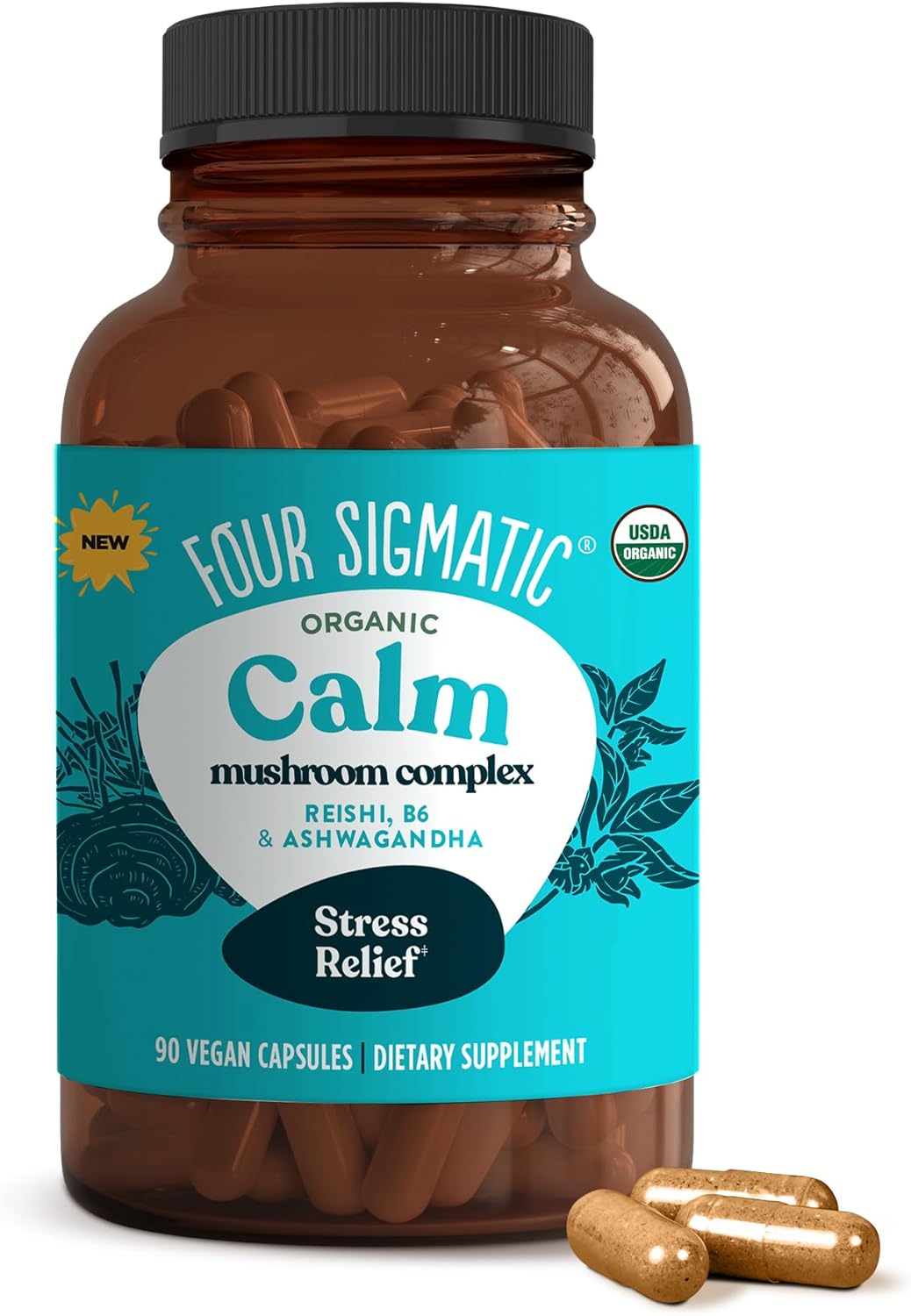 Four Sigmatic Calm Capsules | Vegan Stress Relief Supplement To Promot
