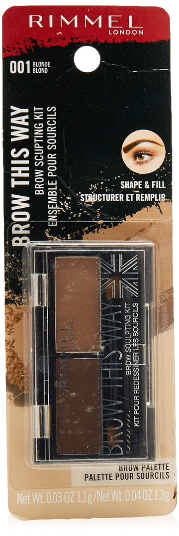 Rimmel Brow This Way Sculpting Kit, Blonde, Powder 0.04 ., Wax 0.03 ., Brow Sculpting & Styling Kit with Eyebrow Wax & Setting Powder