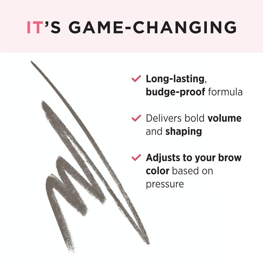 IT Cosmetics Brow PowerFULL, Universal Taupe - Universal Eyebrow Pencil with Triangular Tip - Delivers Bold Volume & Shaping - Budge-Proof Formula - Built-In Spoolie - 0.012