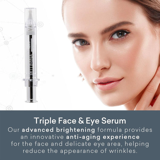Triple Face and Eye Serum, Brighten Up by Lumina NRG - Anti-Aging Formula Restore & Regenerate Skin - Vitamin C & Coffee Arabica Minimize and Reduce Fine Lines & Wrinkles