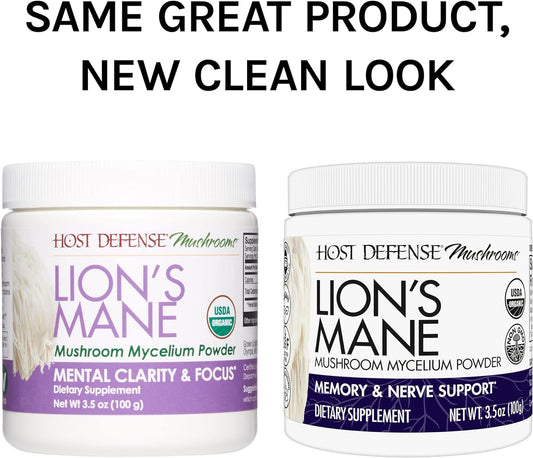 Host Defense, Lion's Mane Powder, Supports Mental Clarity, Focus and M