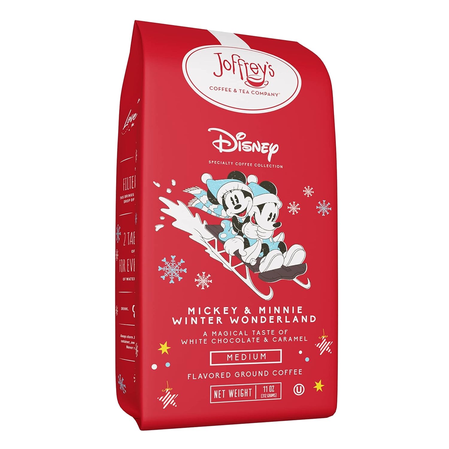 Joffrey's Coffee - Disney Mickey & Minnie Winter Wonderland, Disney Specialty Coffee Collection, Artisan Medium Roast Coffee, White Chocolate & Caramel Flavored Coffee, Drip Brew (Ground )