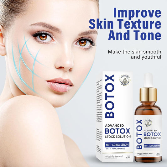 Botox Stock Solution Facial Serum, Botox Face Serum with Vitamin C, Instant Face Tightening, Anti Aging Serum for Reduce Fine Lines, Wrinkles, Plump Skin